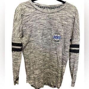 GUC PINK Women’s Gray/Black Long Sleeve Varsity Style Long Sleeve Shirt Top - XS